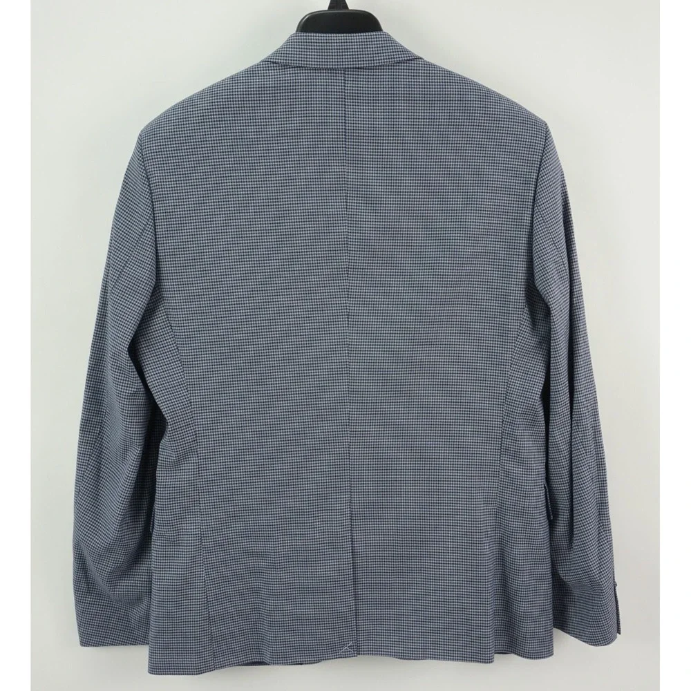 New $360 Ben Sherman Men's 40R Blue Woven Check Stretch Vented Notch Suit Jacket